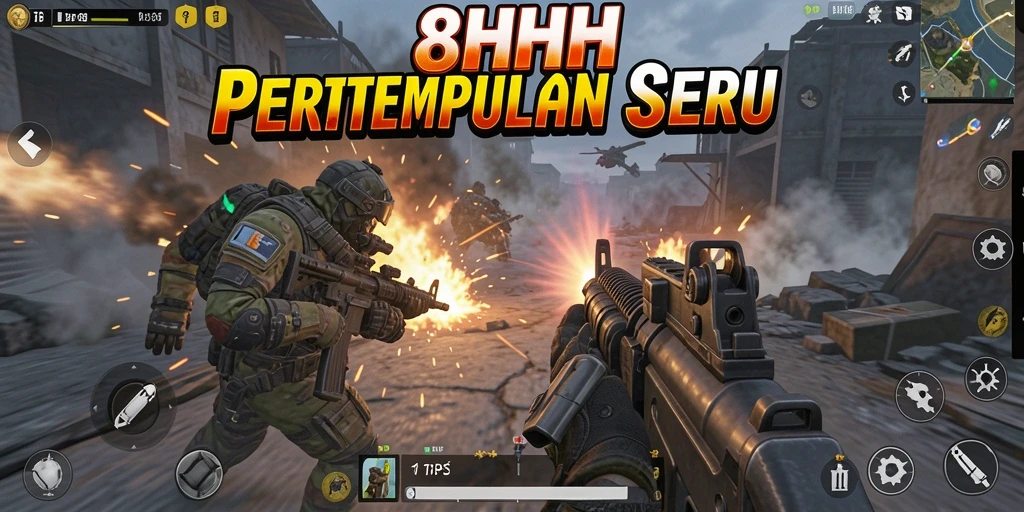 Tampilan aksi mendebarkan dalam gameplay 8HHH TPS.