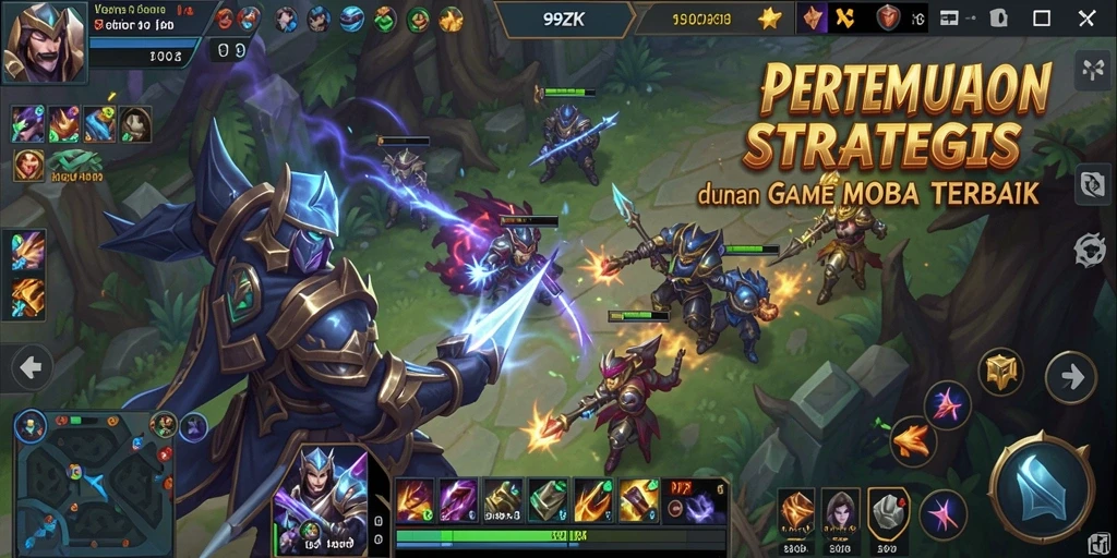 Tangkapan layar menunjukkan aksi intens dalam pertandingan MOBA.