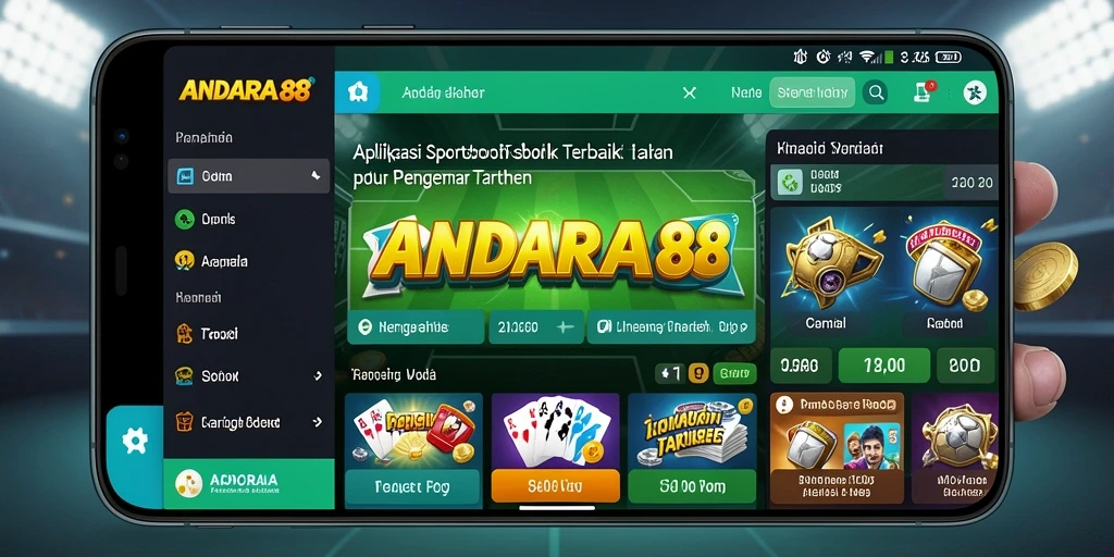 Screenshot menampilkan tampilan aplikasi Sportsbook yang menarik dan interaktif.