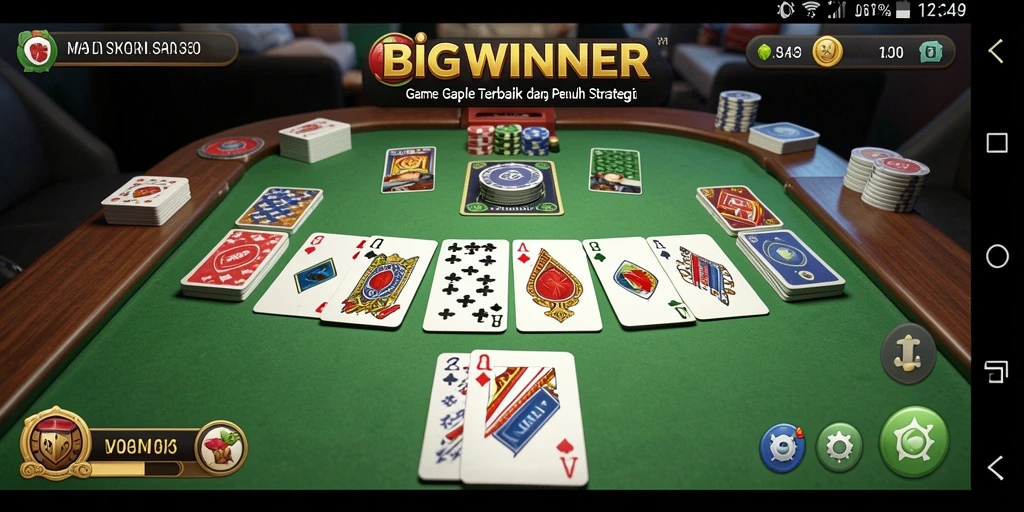 Screenshot BIGWINNER menunjukkan gameplay Gaple yang seru dan interaktif.