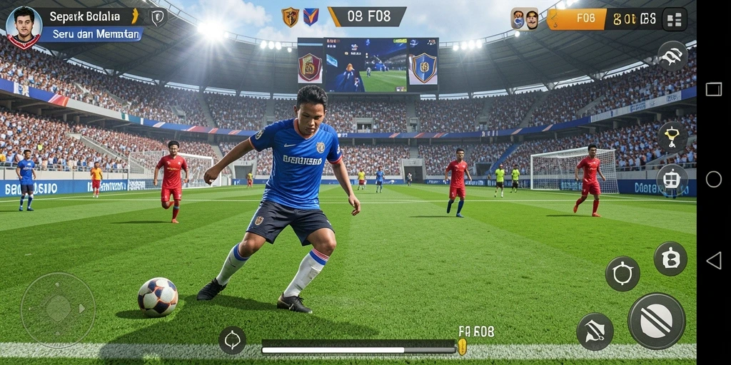 Tampilan gameplay F08 yang penuh aksi dan strategi sepak bola.