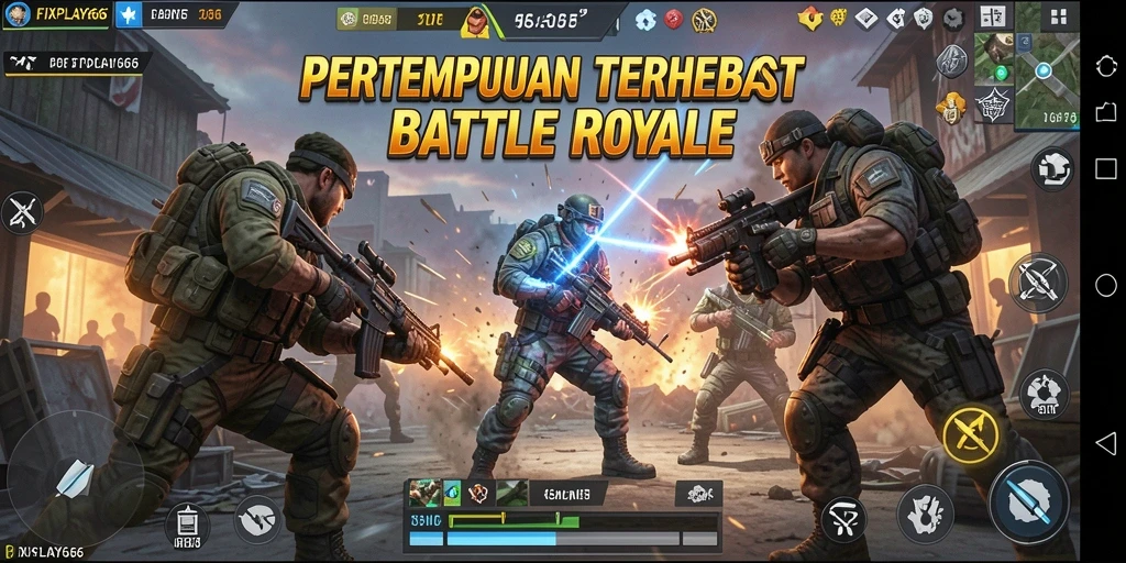 Tampilan gameplay FIXPLAY666 yang seru dalam pertempuran Battle Royale.