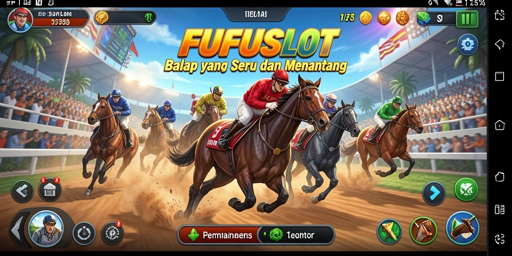 Tangkapan layar FUFUSLOT menampilkan aksi balapan yang mendebarkan.
