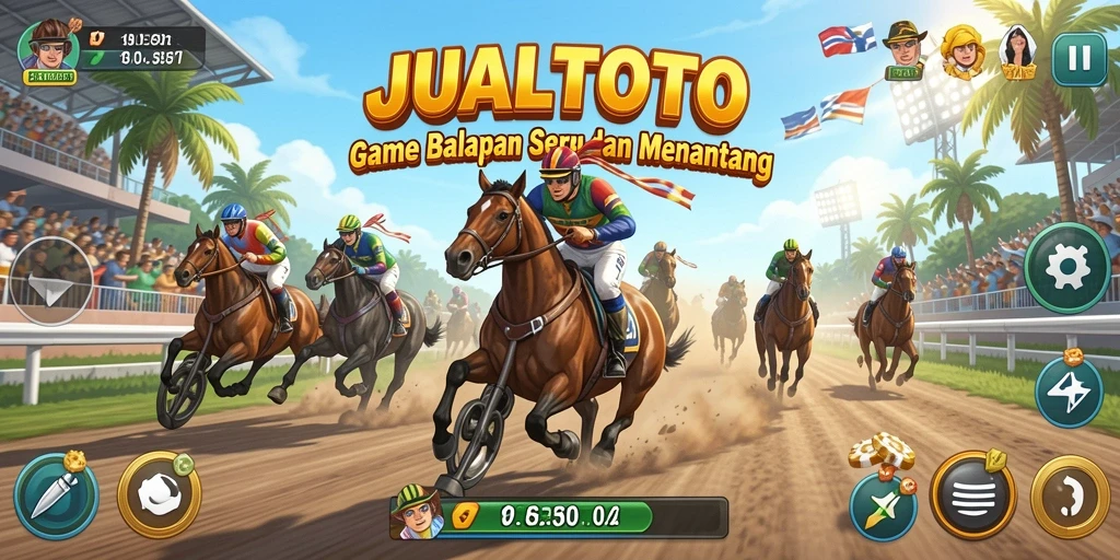 Tampilan gameplay menarik di lintasan balapan JUALTOTO.
