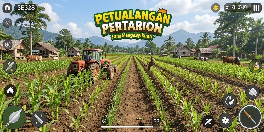 Gameplay seru SE328 dengan berbagai kegiatan pertanian.