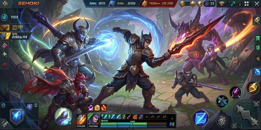 Screenshot menunjukkan aksi pertarungan seru dalam game MOBA.